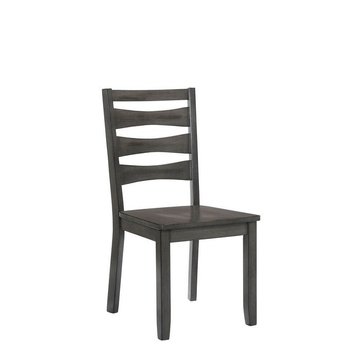 Wooden Side Chair With Slat Back Design, Gray, Pack Of Two