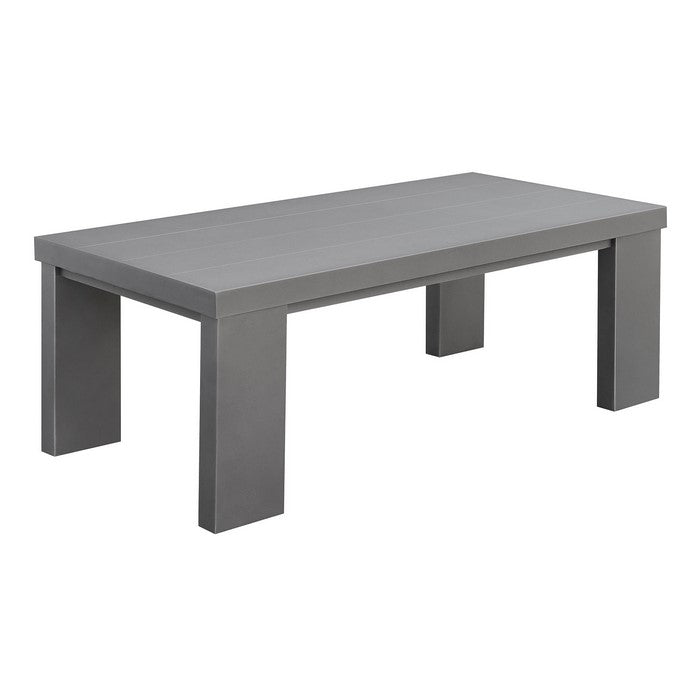 Aluminum Framed Coffee Table with Plank Style Top, Gray