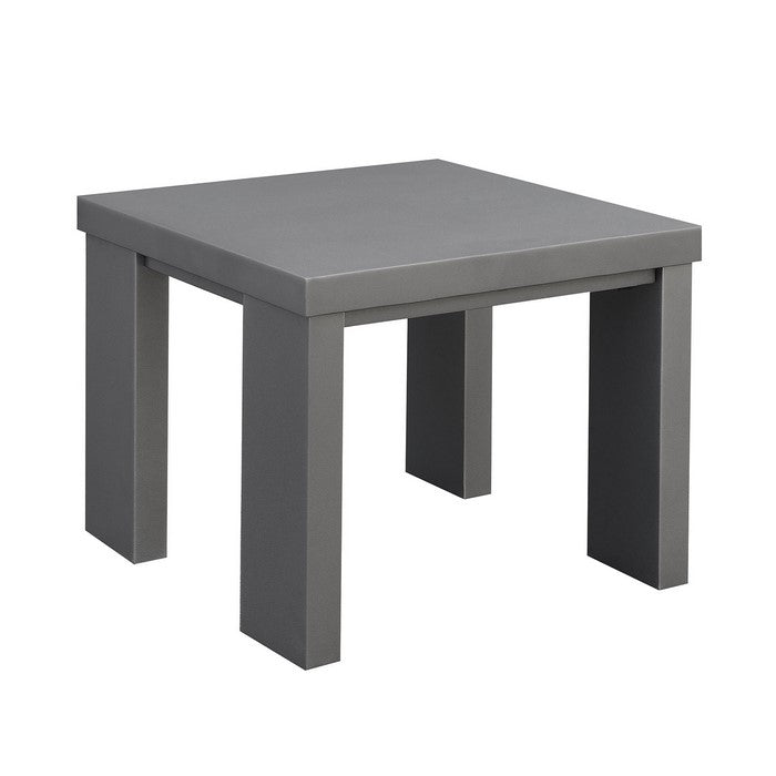 Aluminum Framed End Table with Plank Style Top, Gray