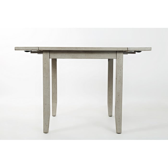 Wooden Drop Leaf Table With Ceramic Tiles Inserted Top, Distressed Gray