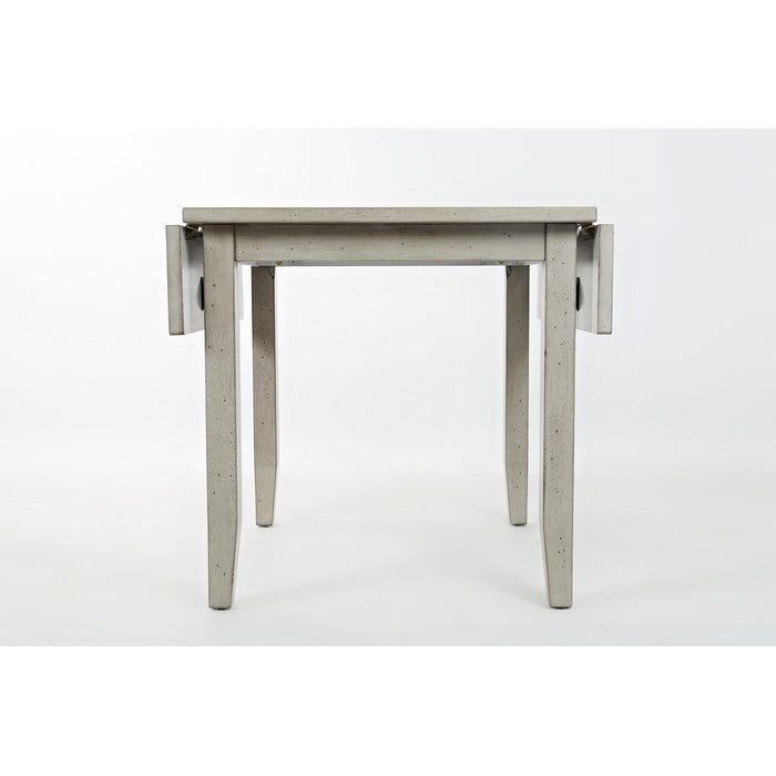 Wooden Drop Leaf Table With Ceramic Tiles Inserted Top, Distressed Gray