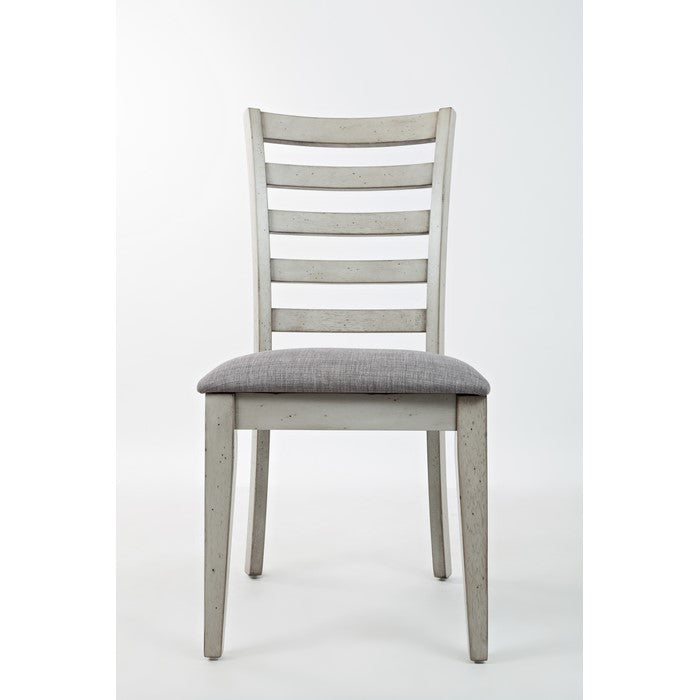 Wooden Dining Chair with Fabric Upholstered Seat, Set of Two, Gray