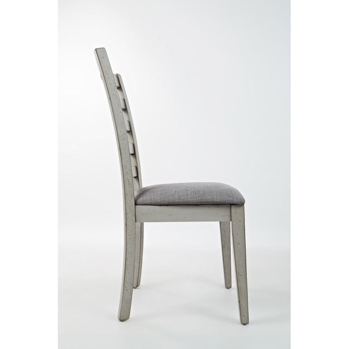 Wooden Dining Chair with Fabric Upholstered Seat, Set of Two, Gray