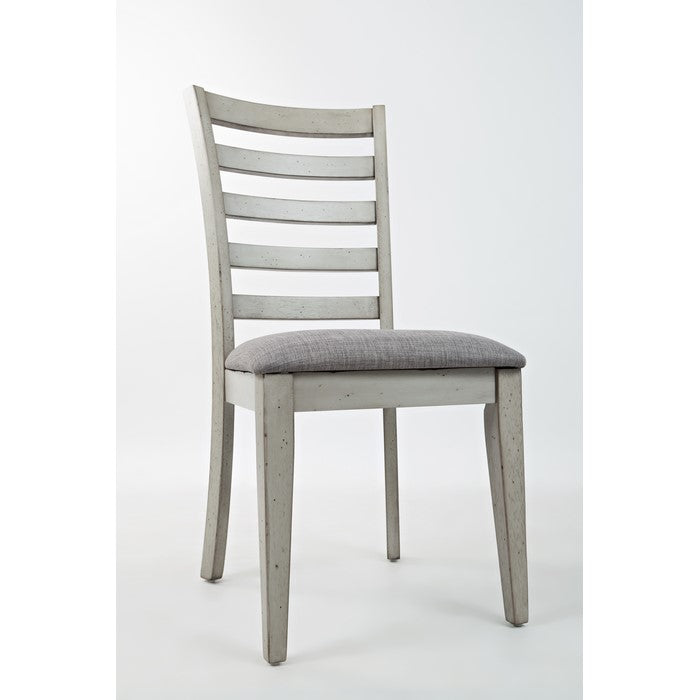 Wooden Dining Chair with Fabric Upholstered Seat, Set of Two, Gray