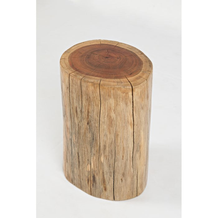 Round Wooden Stump Accent Table, Natural Brown