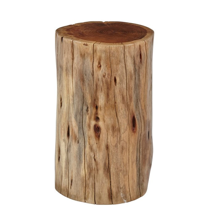 Round Wooden Stump Accent Table, Natural Brown