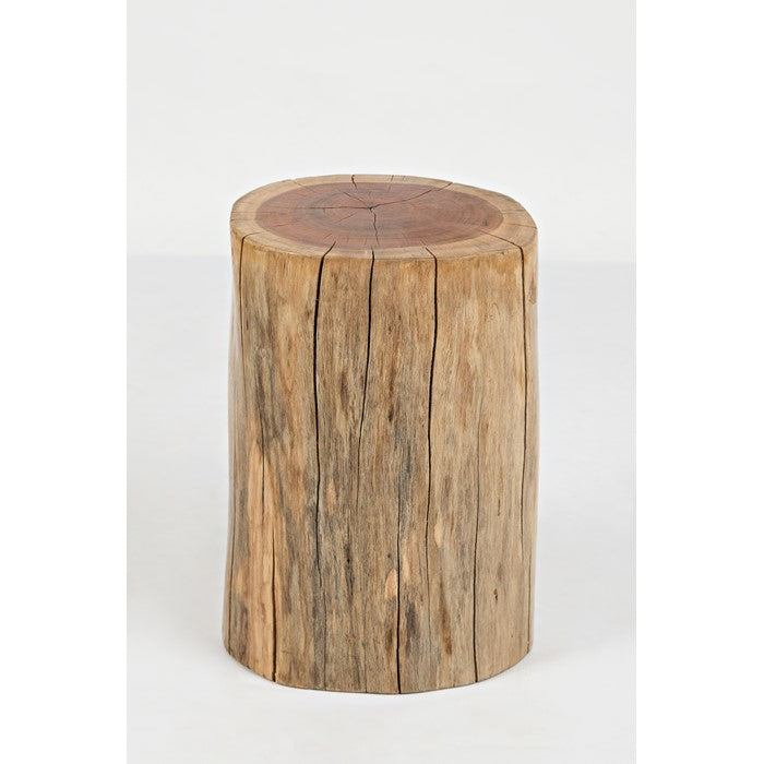 Round Wooden Stump Accent Table, Natural Brown