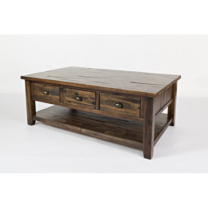 3 Drawer Cocktail Table With Open Shelf Beneath, Dakota Oak
