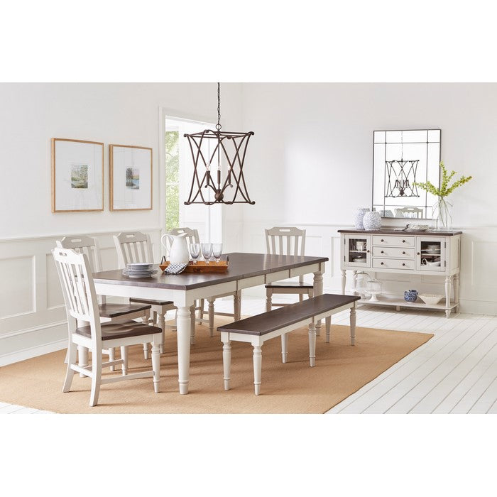 Spacious Wooden Server with Turned Legs, Dark Brown &  Light Gray