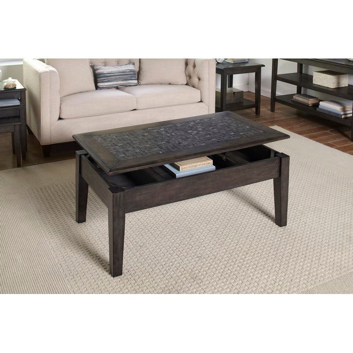 Stone Marble Cocktail Table With Lift Top, Dark Gray