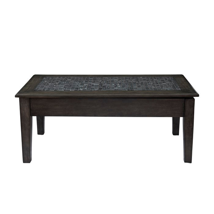 Stone Marble Cocktail Table With Lift Top, Dark Gray