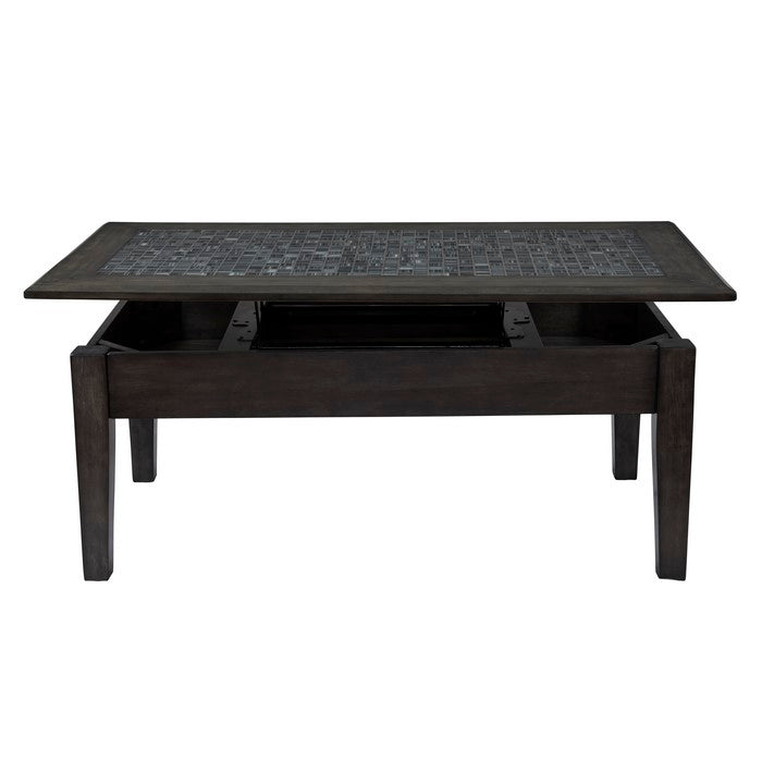 Stone Marble Cocktail Table With Lift Top, Dark Gray