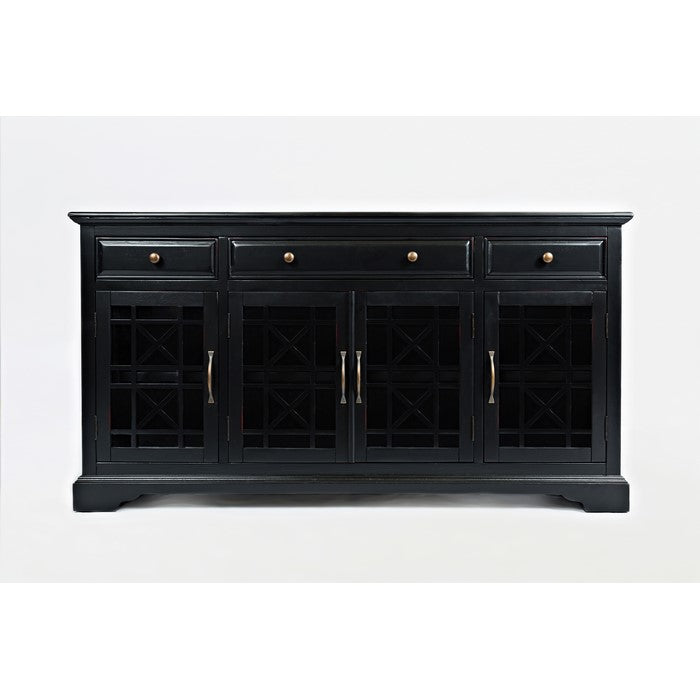 Craftman Series 60 Inch Wooden Media Unit with 3 Drawers, Antique Black