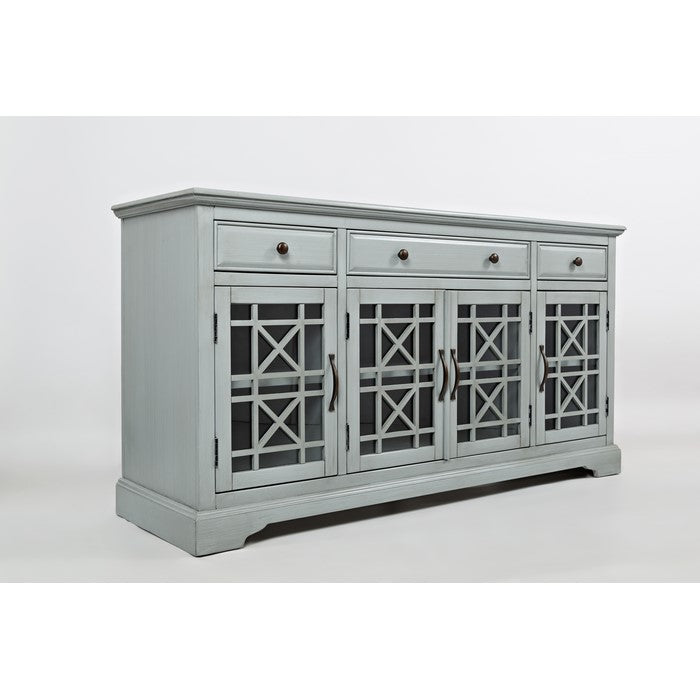 Craftman Series 60 Inch Wooden Media Unit with Three Drawers, Earl Gray
