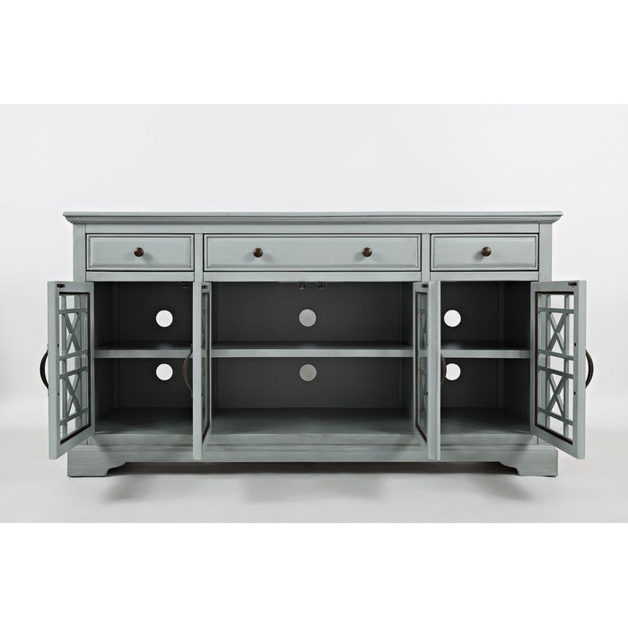 Craftman Series 60 Inch Wooden Media Unit with Three Drawers, Earl Gray