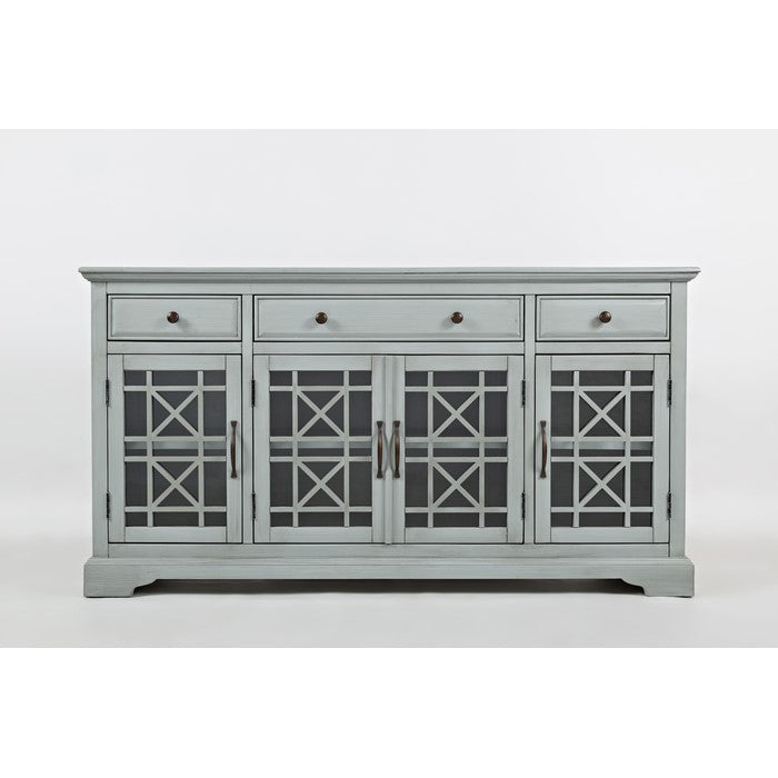 Craftman Series 60 Inch Wooden Media Unit with Three Drawers, Earl Gray