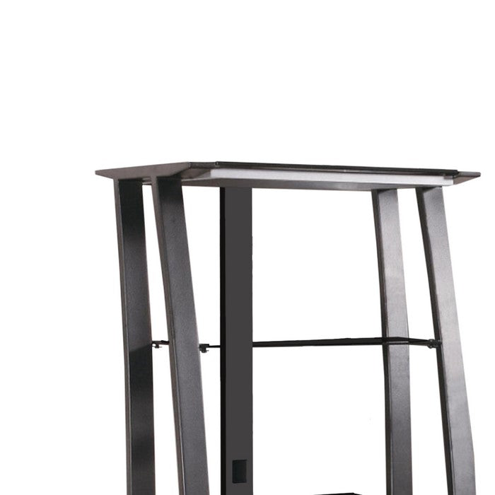 Contemporary Metal Framed Media Tower with Five Open Glass Shelves, Black