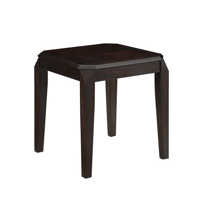 Solid Wooden End Table With Beveledecorners, Walnut Brown