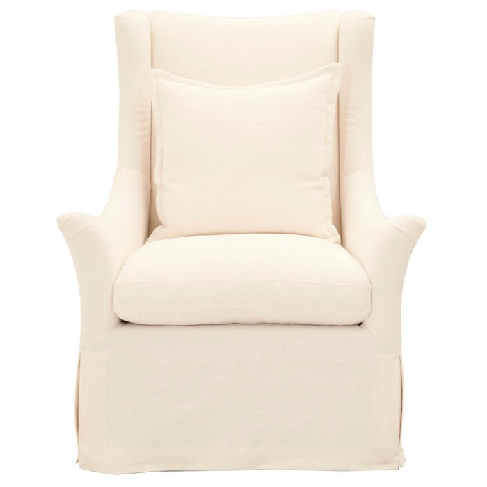 Swivel Club Chair With Reversible Seat Cushion And Sliding Armrest, Cream