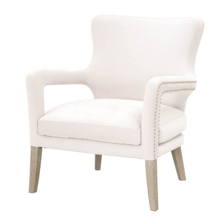 Fabric Upholstery Club Chair With Individual Nail Head Trim, Cream