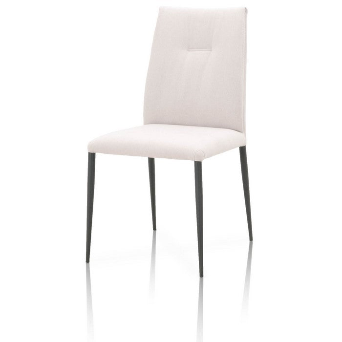 Fabric Upholstery Dining Chair With Tufting Detail, Clay And Dark Gray
