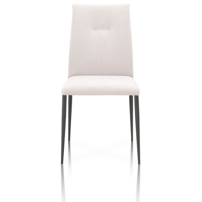 Fabric Upholstery Dining Chair With Tufting Detail, Clay And Dark Gray
