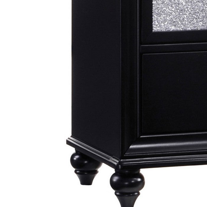 Two Drawers Wooden Night Stand with Acrylic Drawer Front, Black