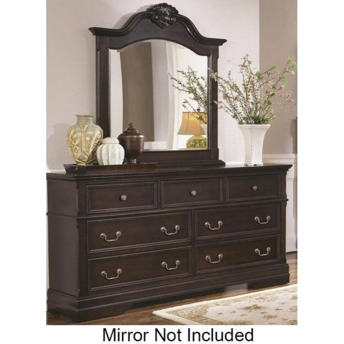 Traditional Style Wooden Dresser with Seven Spacious Drawers, Dark Brown