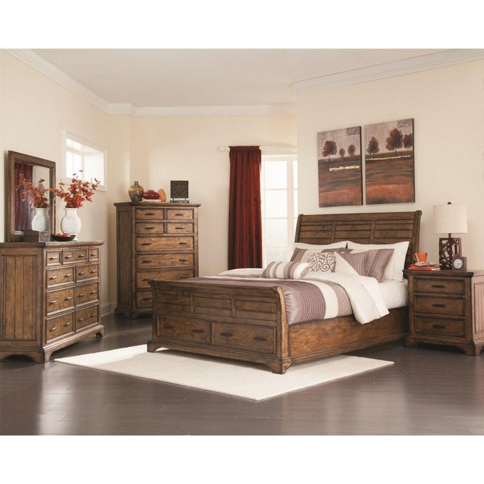 Wooden Nightstand with 3 Drawers with Bracket Leg Support, Brown