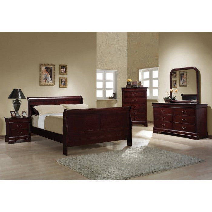 Wooden Chest with 5 Spacious Drawers and Bracket Feet, Brown