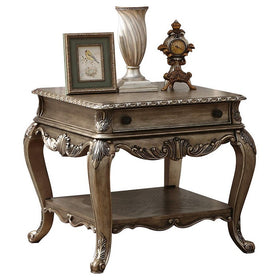 1 Drawer Vintage Style End Table with Cabriole Legs, Brown