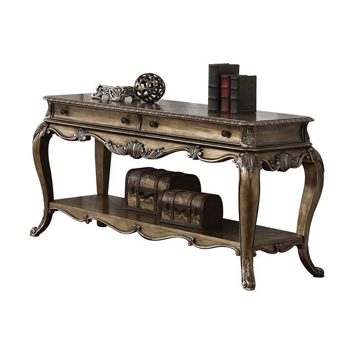 2 Drawer Vintage Style Sofa Table with Cabriole Legs, Brown