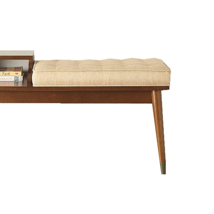1 Open Storage Bench with Fabric Padded Seat, Brown