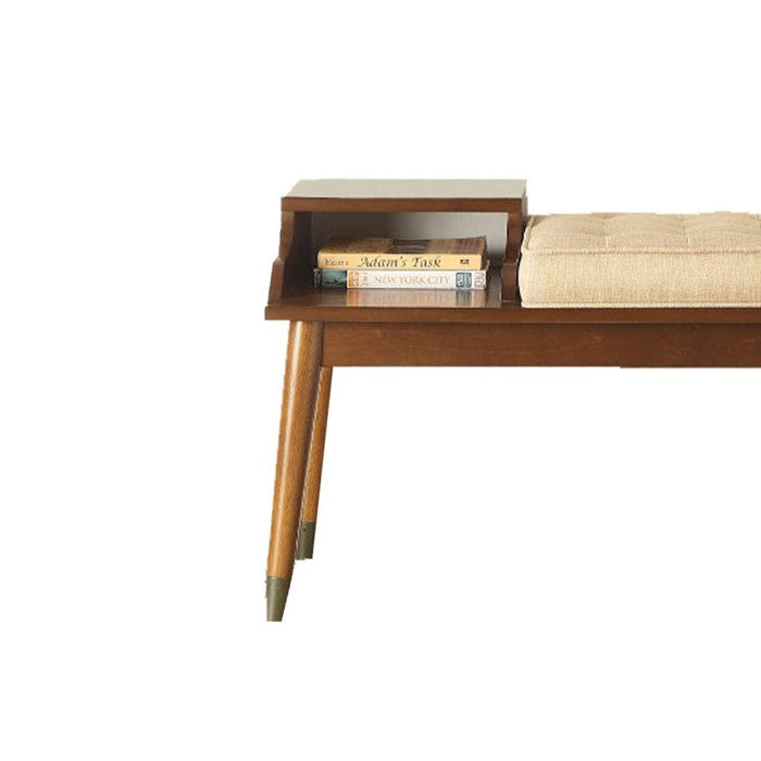 1 Open Storage Bench with Fabric Padded Seat, Brown