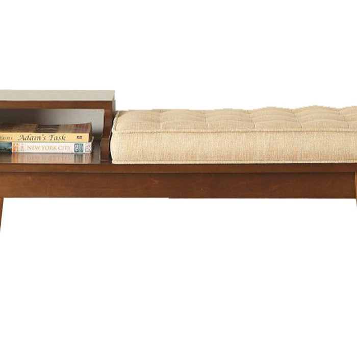 1 Open Storage Bench with Fabric Padded Seat, Brown