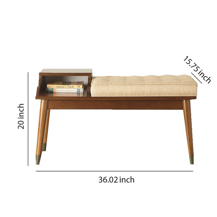 1 Open Storage Bench with Fabric Padded Seat, Brown