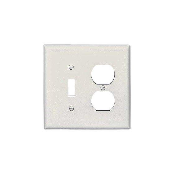 Eaton PJ18W-SP-L 2-Gang Toggle and Duplex Receptacle Mid Size Wallplate, White