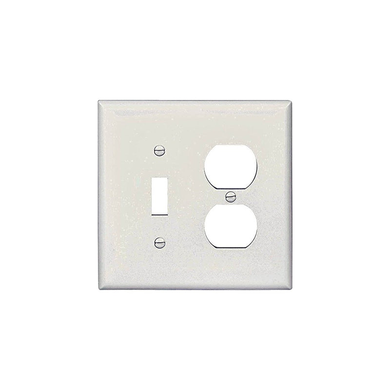 Eaton PJ18W-SP-L 2-Gang Toggle and Duplex Receptacle Mid Size Wallplate, White