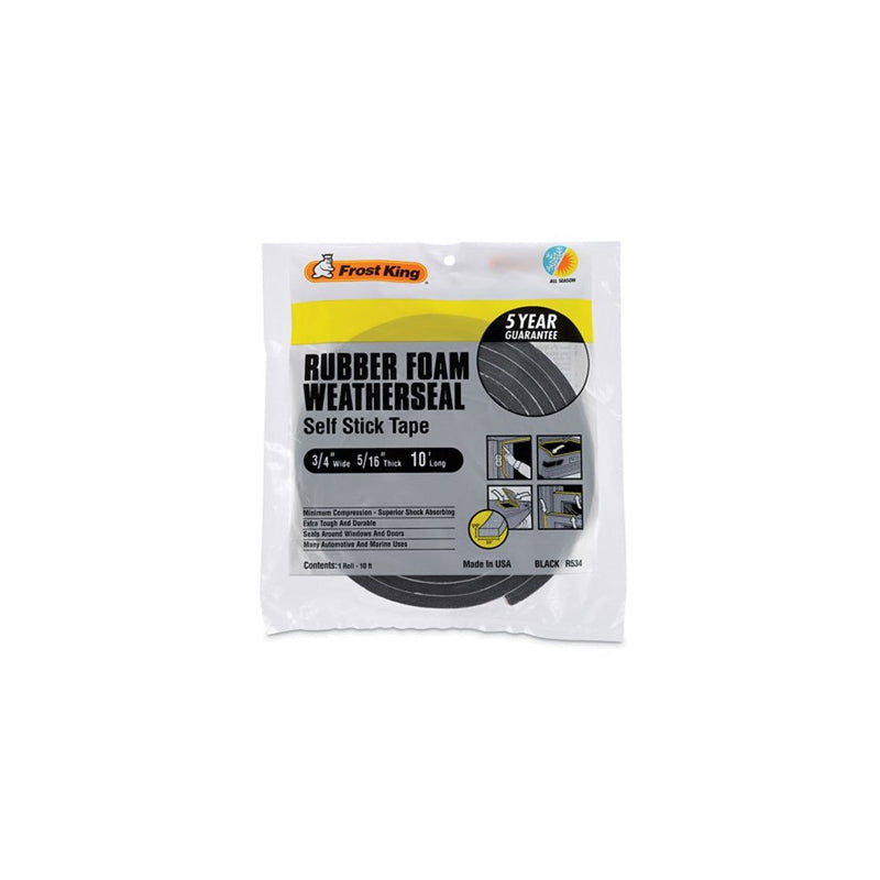 Frost King R534H Sponge Rubber Foam Tape 5/16-Inch, Black