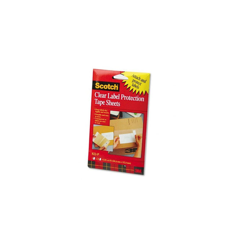 Scotch 4 x 6 Clear Label Protection Tape Sheets, 25 Sheet, 2 pads (822P)
