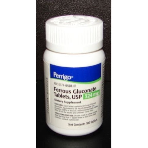 PADDOCK LABORATORIES Ferrous Gluconate Tablets, 324mg, 100 Count