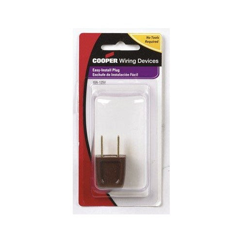 Pass & Seymour Safety Grip Plug Non-Polarized 6 Amp Brown Carded