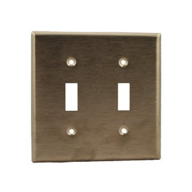 Leviton 84009 2-Gang Toggle Device Switch Wallplate, Standard Size, Device Mount, Stainless Steel