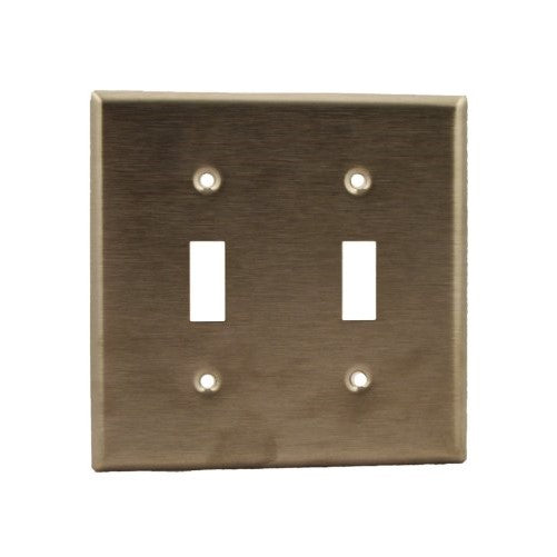 Leviton 84009 2-Gang Toggle Device Switch Wallplate, Standard Size, Device Mount, Stainless Steel