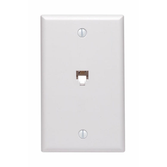 Leviton 40539-PMW Midsize Telephone Wall Jack, 6P4C, White