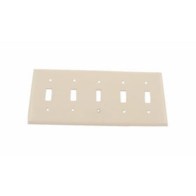 Leviton 88023 5-Gang Toggle Device Switch Wallplate, Standard Size, Thermoset, Device Mount, White