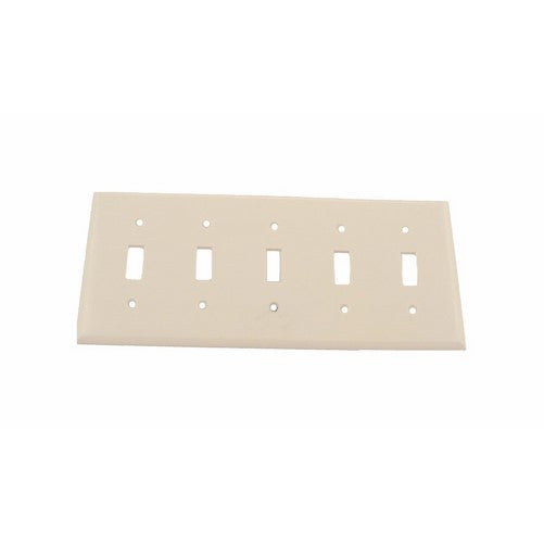 Leviton 88023 5-Gang Toggle Device Switch Wallplate, Standard Size, Thermoset, Device Mount, White