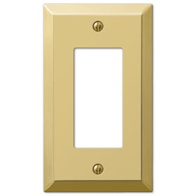 Amerelle 163RBR Traditional Steel Wallplate with 1 Rocker, Polished Brass