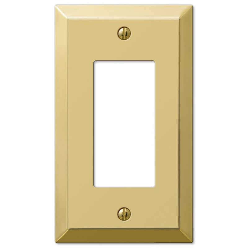 Amerelle 163RBR Traditional Steel Wallplate with 1 Rocker, Polished Brass