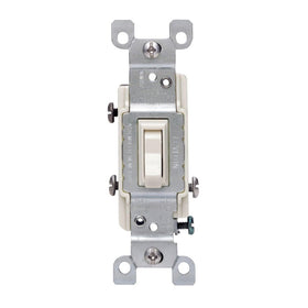 Leviton 1453-2T 15 Amp, 120 Volt, Toggle Framed 3-Way AC Quiet Switch, Residential Grade, Grounding, Quickwire Push-In & Side Wired, Light Almond